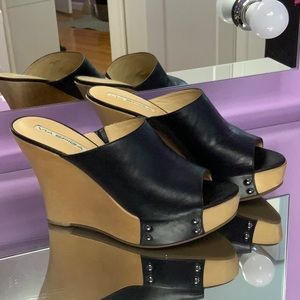 Via Spiga leather  and wood wedges
